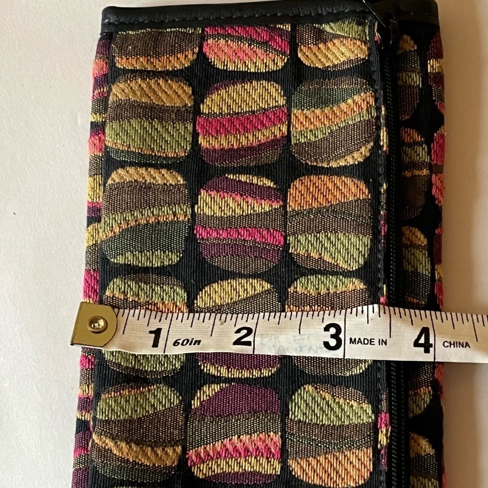 Erda of Maine funky colorful trifold textile leather Velcro closure wallet EUC - Picture 5 of 7